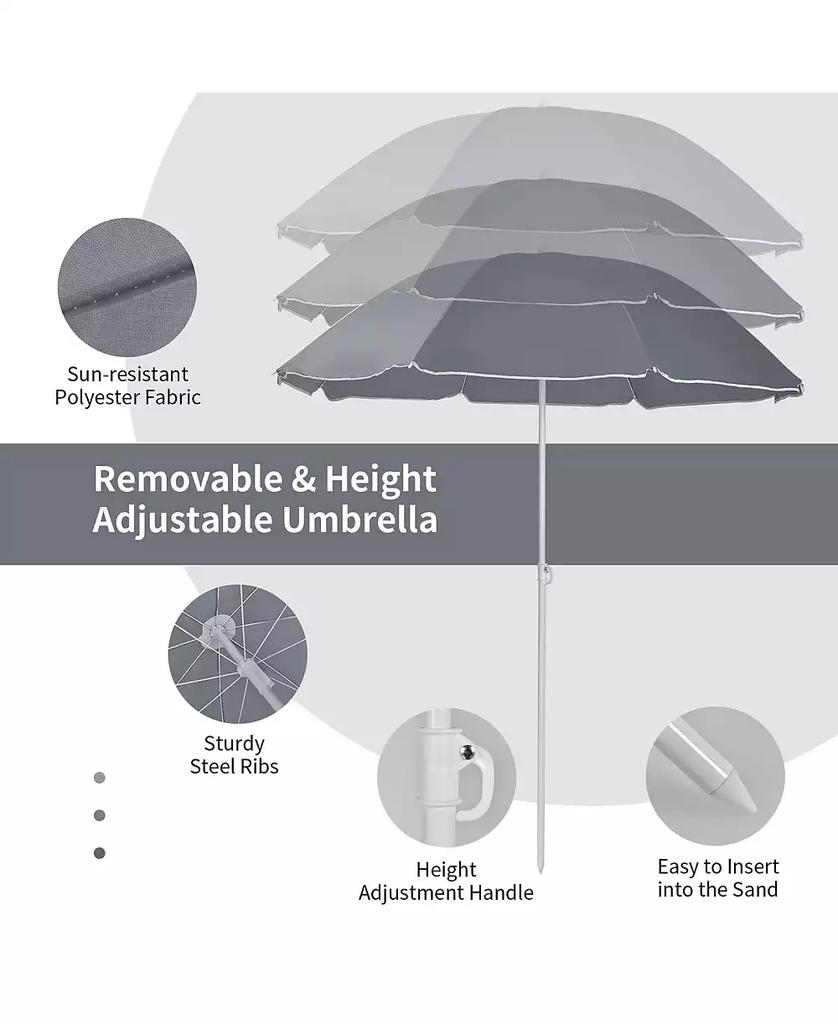 KUYOTQ Portable Folding Picnic Double Chair With Umbrella