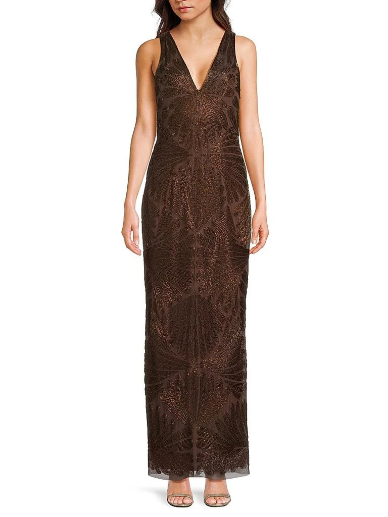Aidan Mattox Butterfly Beaded Column Gown 3