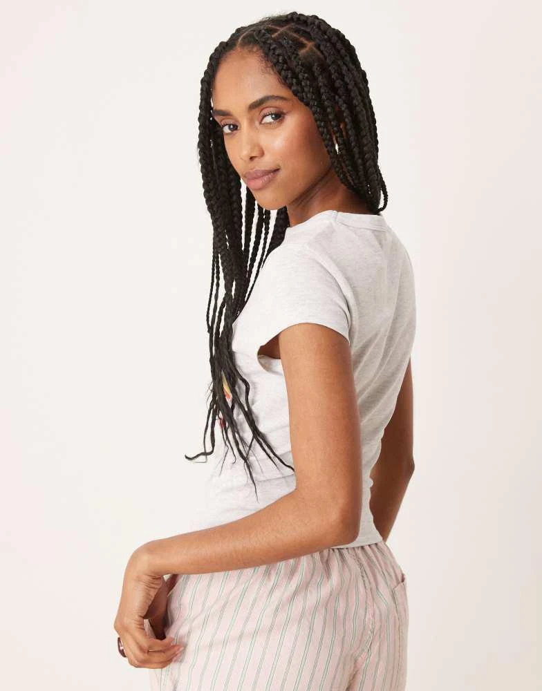 ASOS ASOS DESIGN baby tee with abstract art graphic in ice marl 3