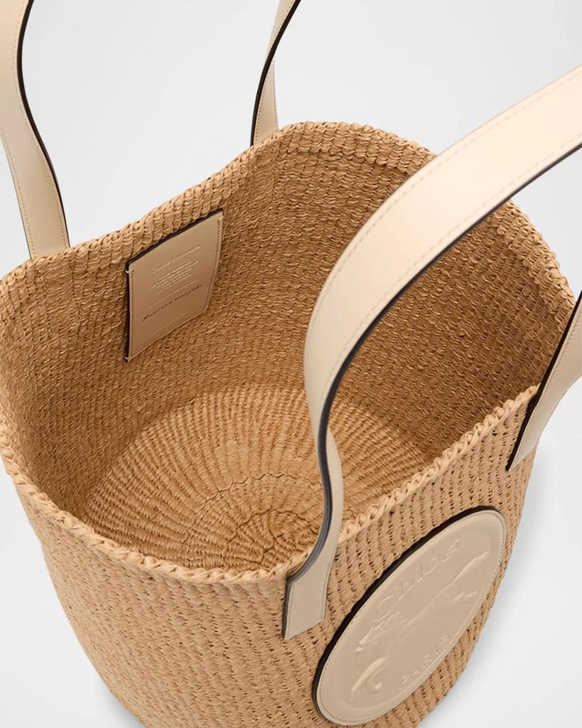 Chloé Large Horse Medal Basket Tote Bag in Paper and Leather 4