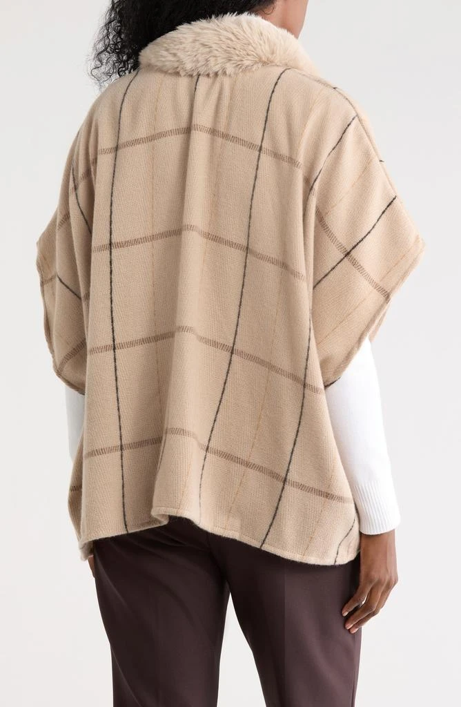 Vince Camuto Faux Fur Collar Plaid Ruana 2