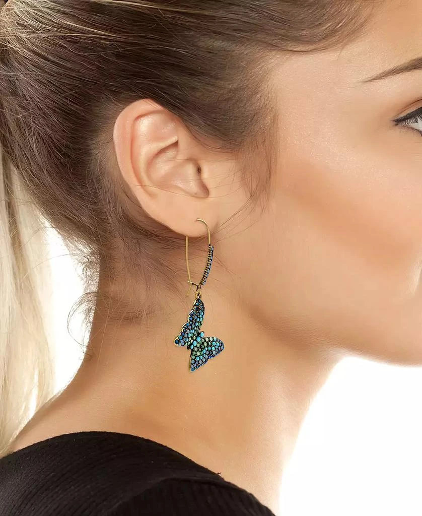 Betsey Johnson Faux Stone Boho Butterfly Dangle Earrings 3
