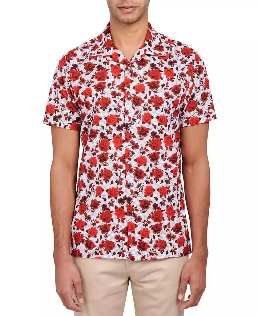 Society of Threads Men's Slim-Fit Non-Iron Performance Stretch Floral-Print Camp Shirt 1