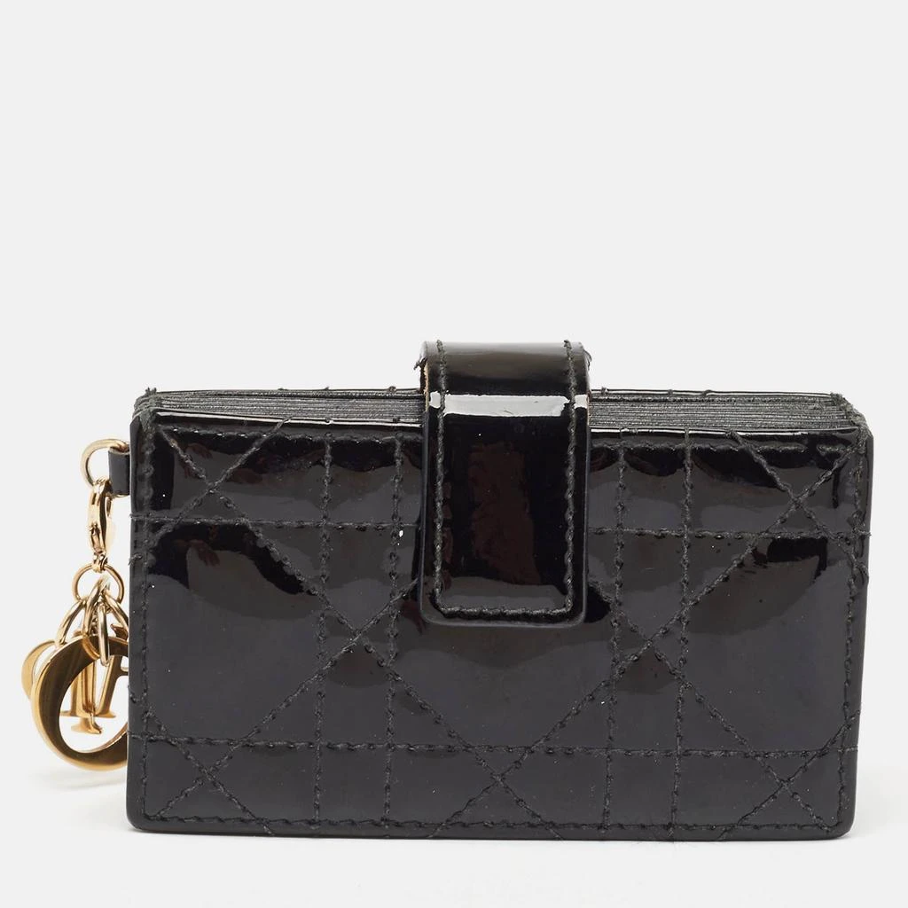 Dior Dior Black Cannage Patent Leather Lady Dior 5 Gusset Card Holder 1