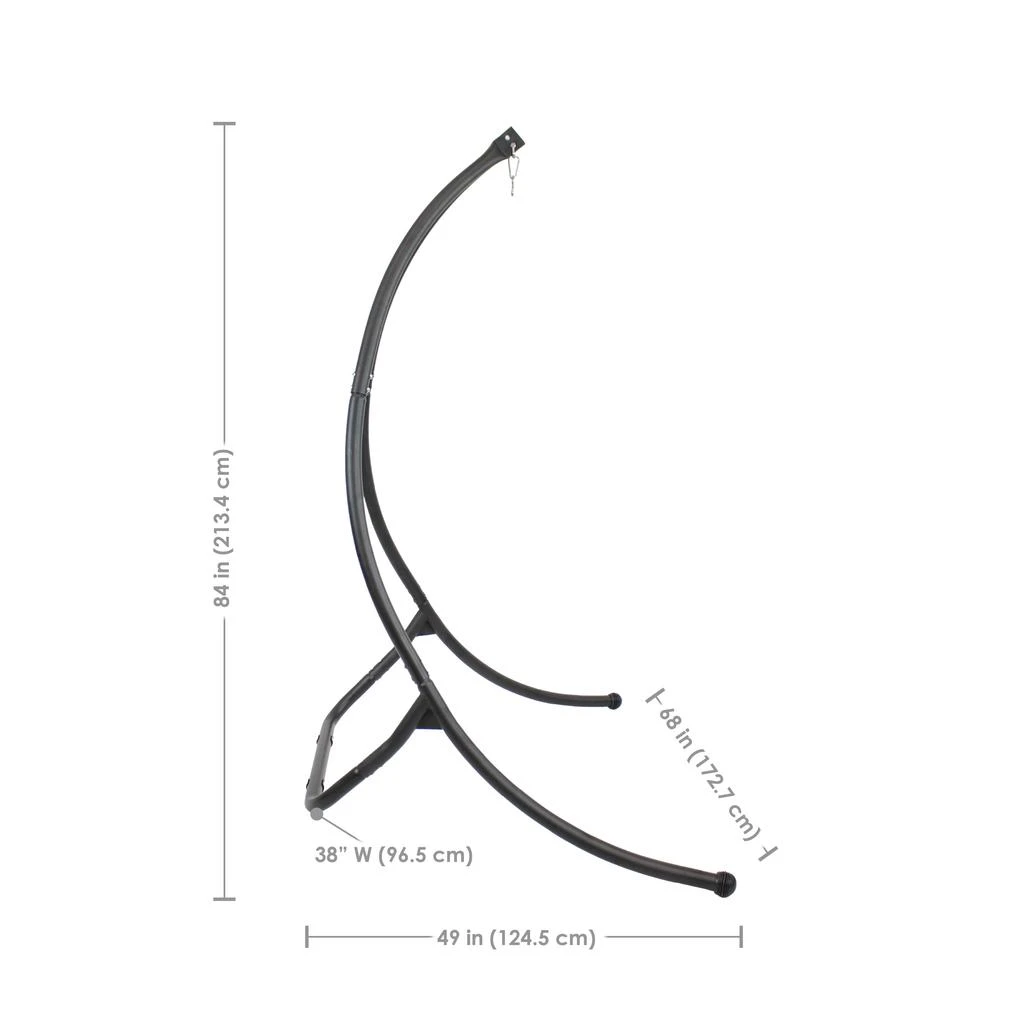 Sunnydaze Steel Outdoor Hammock Chair Stand with Curved Legs - Black - 84" 3