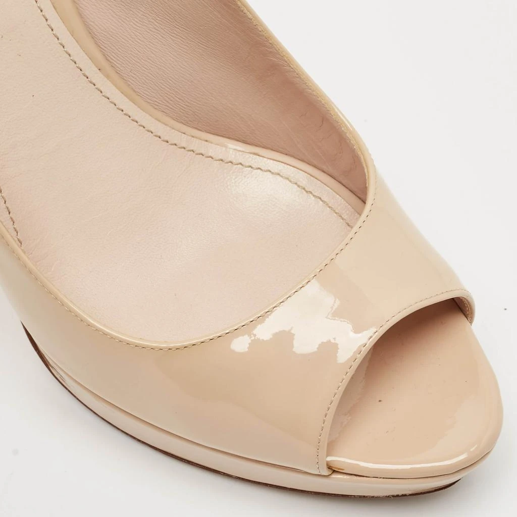 Miu Miu Miu Miu Beige Patent Leather Peep Toe Platform Pumps Size 39.5 7