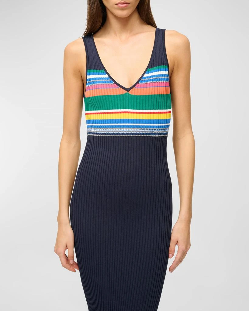 Staud Dana Sleeveless Knit Multi-Stripe Midi Dress 2