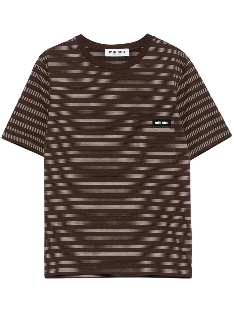 Miu Miu Miu Miu Crewneck Striped T-Shirt 1