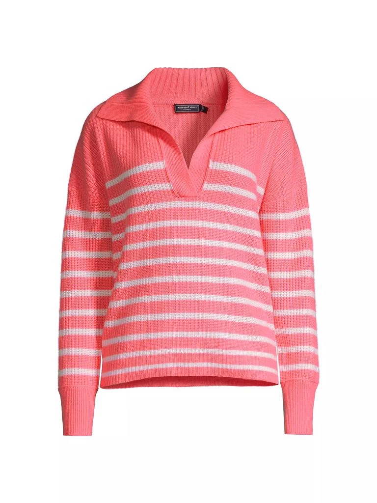 Vineyard Vines Striped Rib-Knit Cashmere Sweater 1