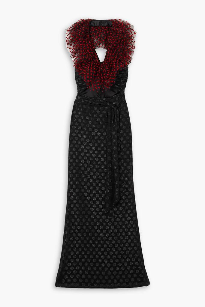 Halpern Cutout embellished georgette halterneck maxi dress