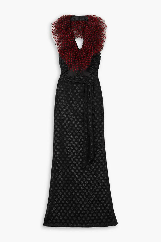 Halpern Cutout embellished georgette halterneck maxi dress 1