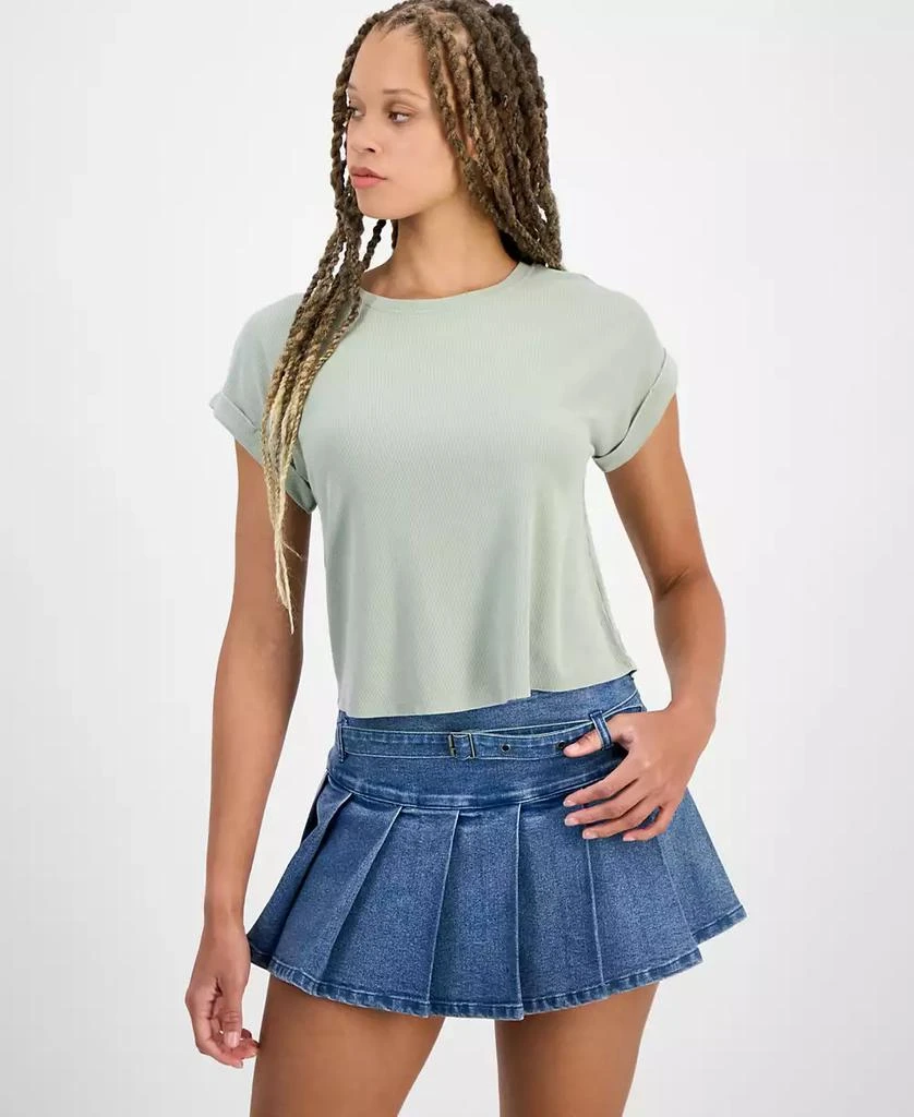 Hippie Rose Juniors' Cuffed Short-Sleeve Tee 1