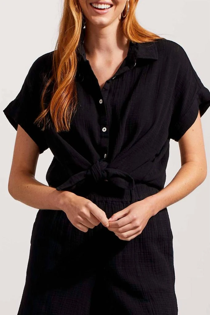 Tribal Drop Shoulder High Low Shirt In Black 1