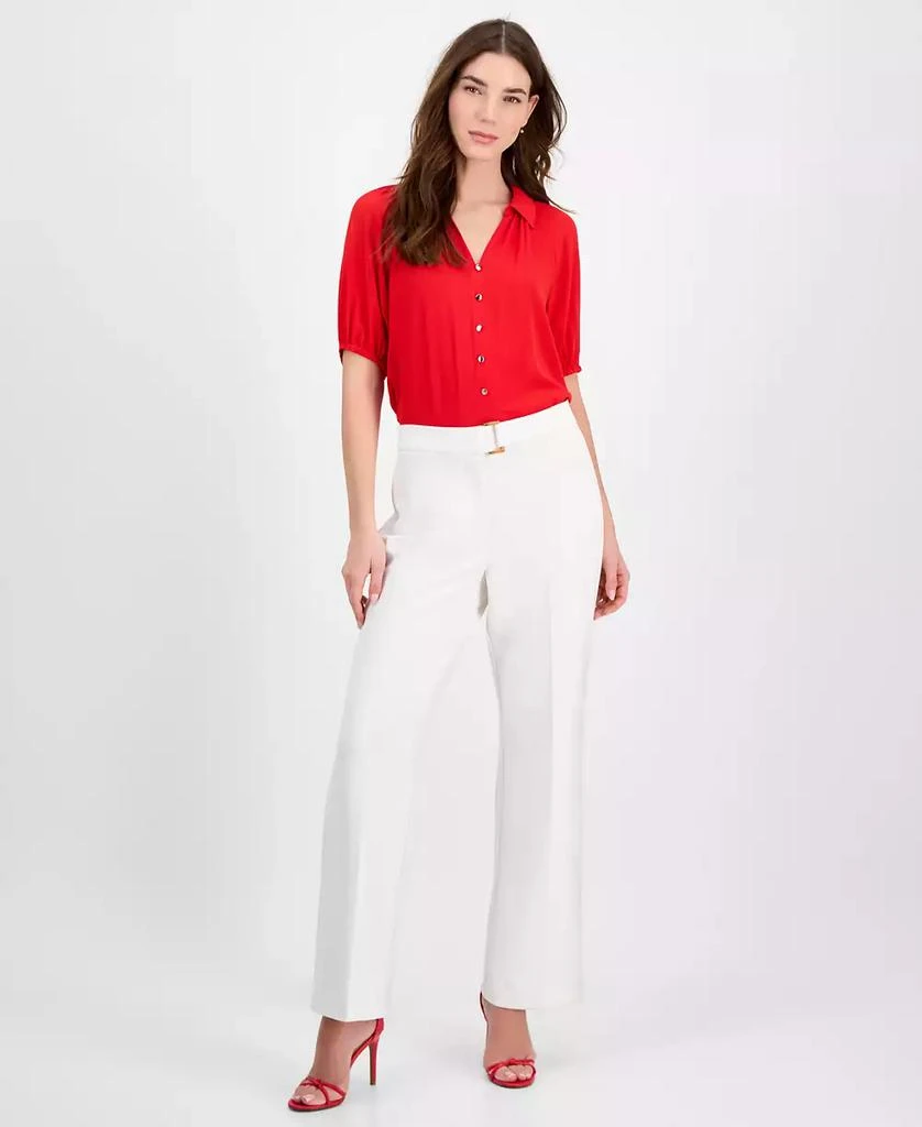 Tahari Women's Solid-Color Twill Crepe Wide-Leg Pants 1