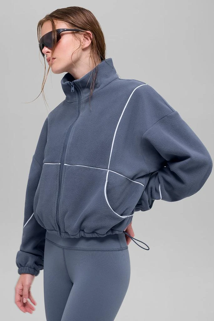 Alo Polar Fleece Game Time Full Zip Jacket - Bluestone/White 2