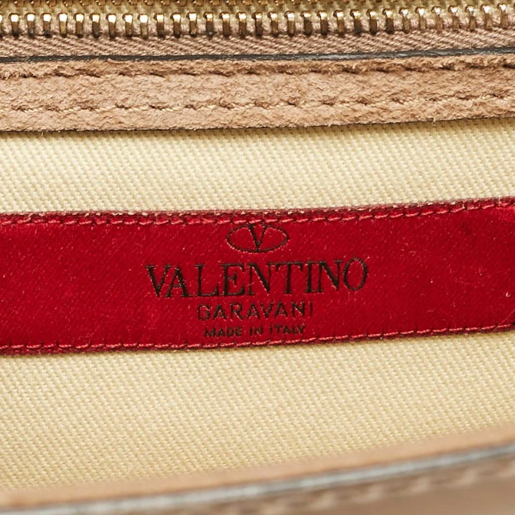 Valentino Valentino Beige Patent Leather Medium Rockstud Glam Lock Shoulder Bag 22