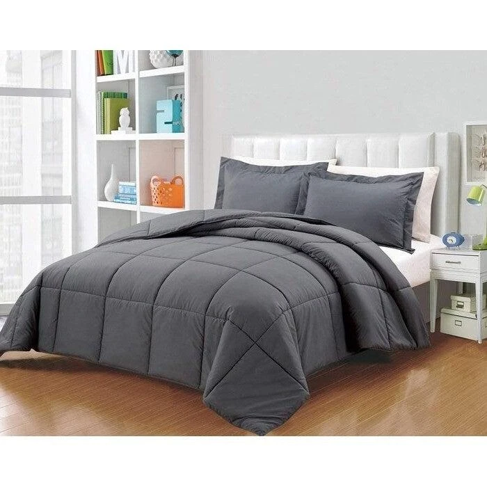 Hivvago Queen Size Reversible Microfiber Down Alternative Comforter Set in Grey 2
