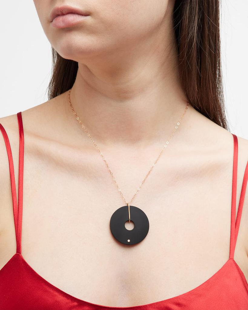 Ginette NY Jumbo Donut Onyx On Chain Necklace