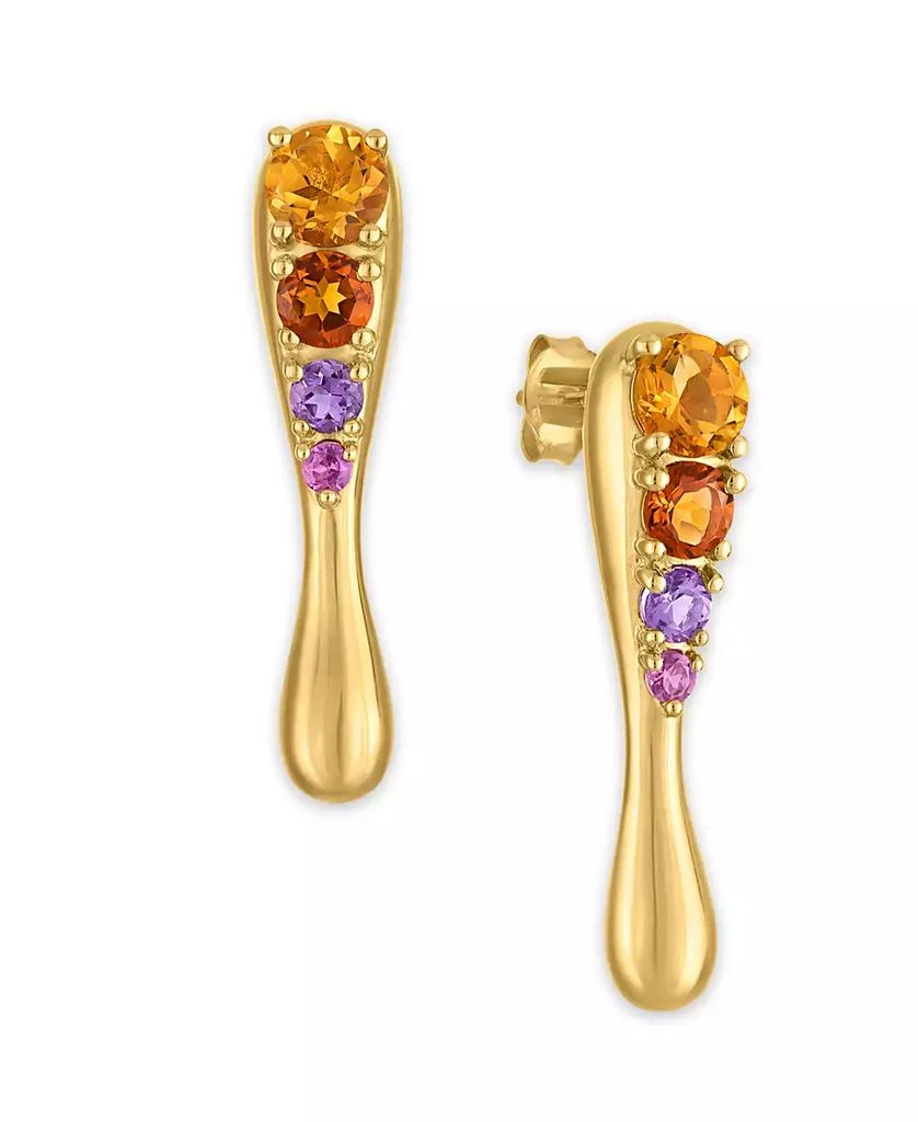 Macy
s Citrine (1-1/4 ct. t.w.), Amethyst (1/4 ct. t.w.) and Rhodolite (1/10 ct. t.w.) Drop Earrings in 14k Gold Over Sterling Silver