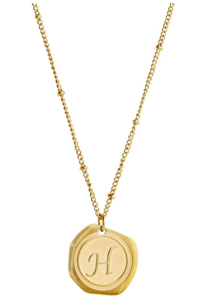 Savvy Cie Jewels 22K Yellow Gold Plated Stainless Steel Coin Initial Necklace 3