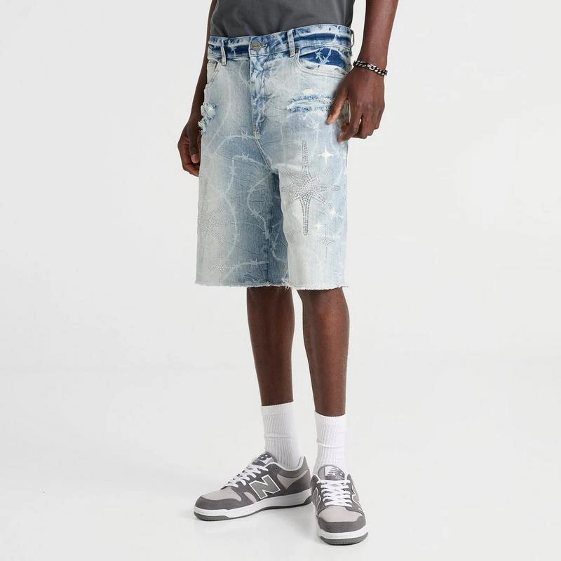 SUPPLY & DEMAND Men's Smoke Rise Washed Rhinestone Denim Shorts 3