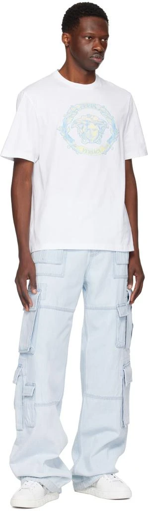 Versace White & Silver Greca Sneakers 5