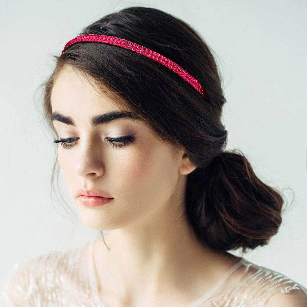 FASHNZFAB 2-Row Bling Square Stone Stretch Headband 3