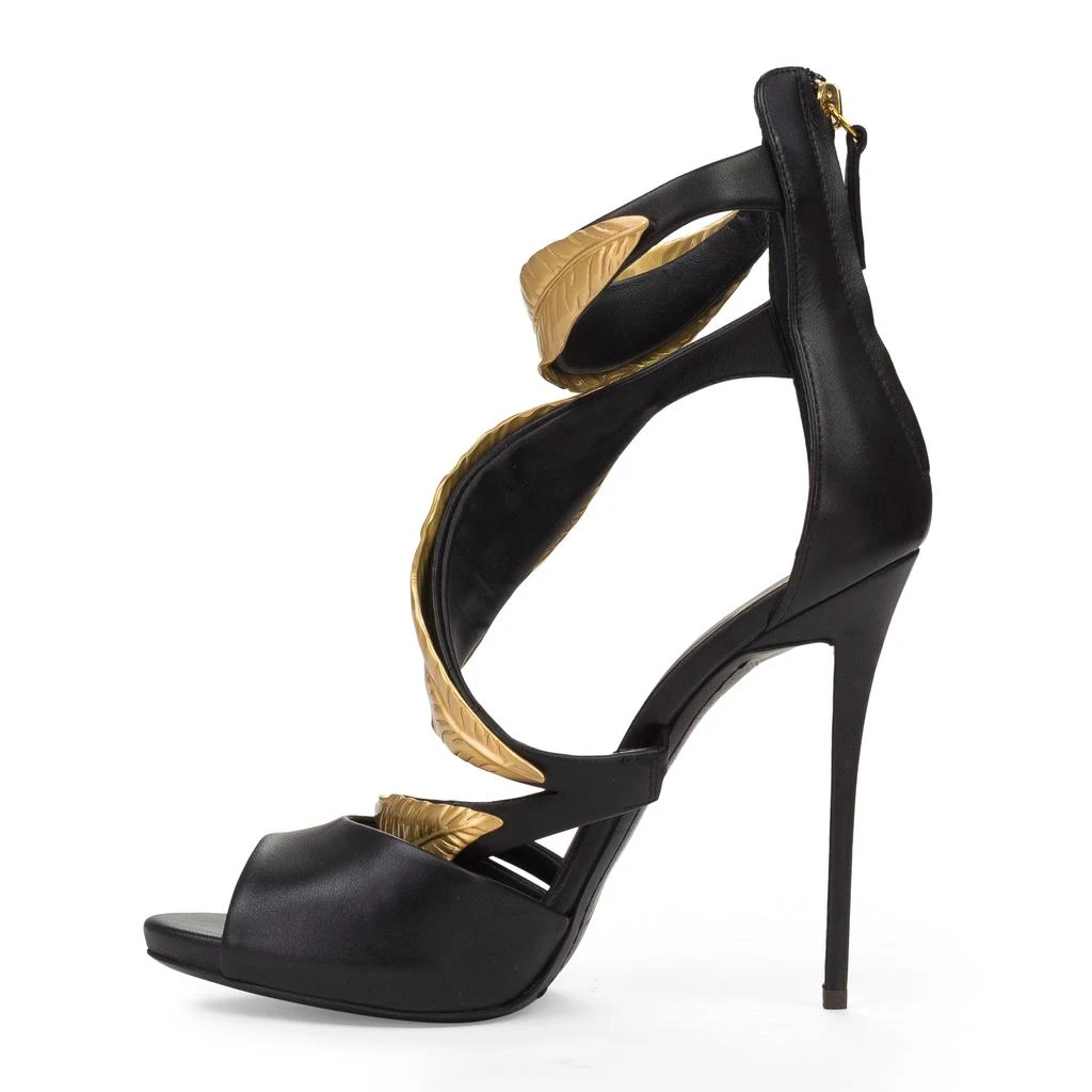 Giuseppe Zanotti BLACK/GOLD LEAF STRAPS HEELS 2