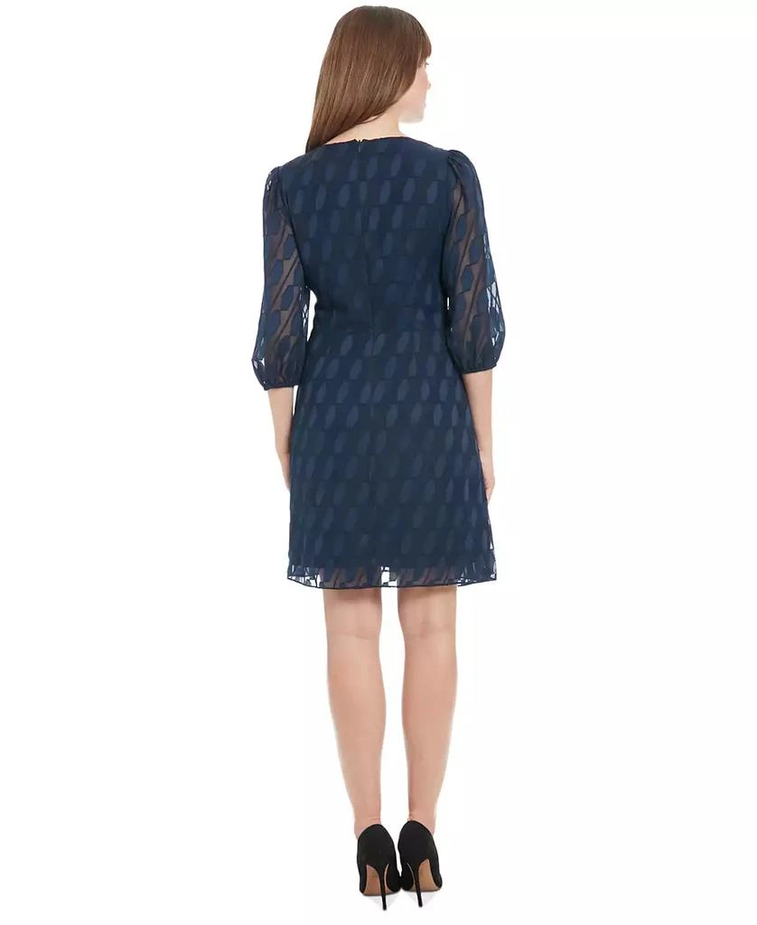 London Times Petite V-Neck 3/4-Sleeve Burnout Sheath Dress 5