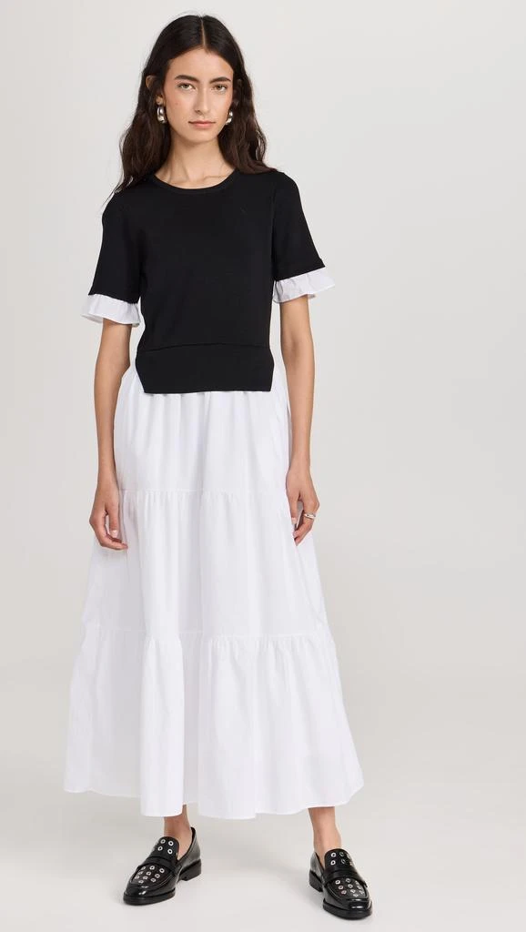 English Factory Mixed Media Short Sleeve Maxi Dress 1
