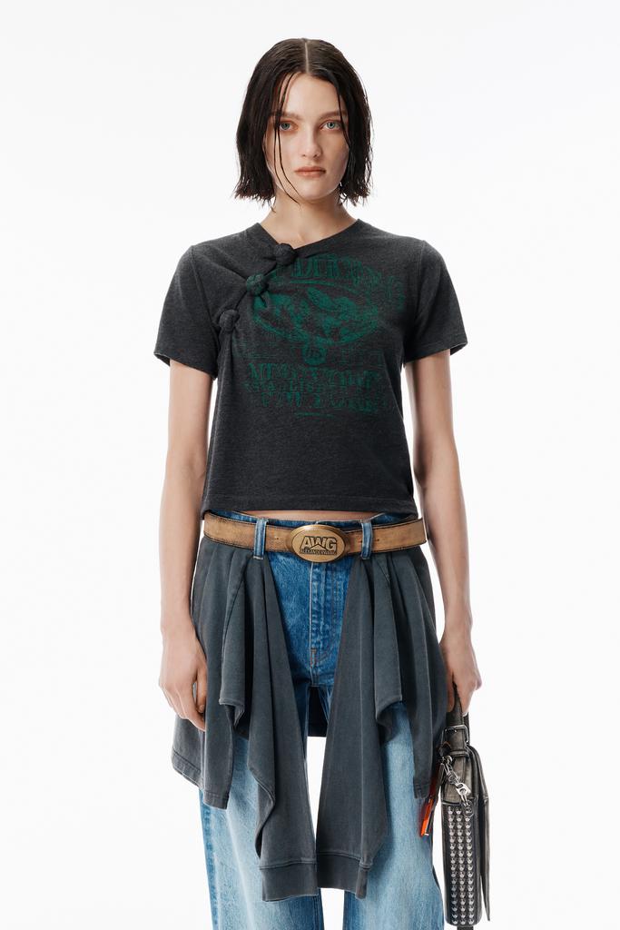 Alexander Wang Black Burnout Sheer Jersey Tee