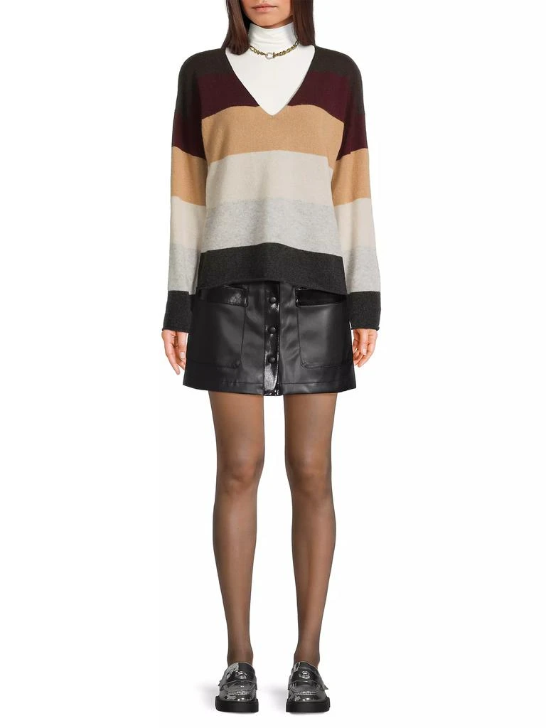 COLORUSH Rainbow Penny V Striped Cashmere Sweater 2