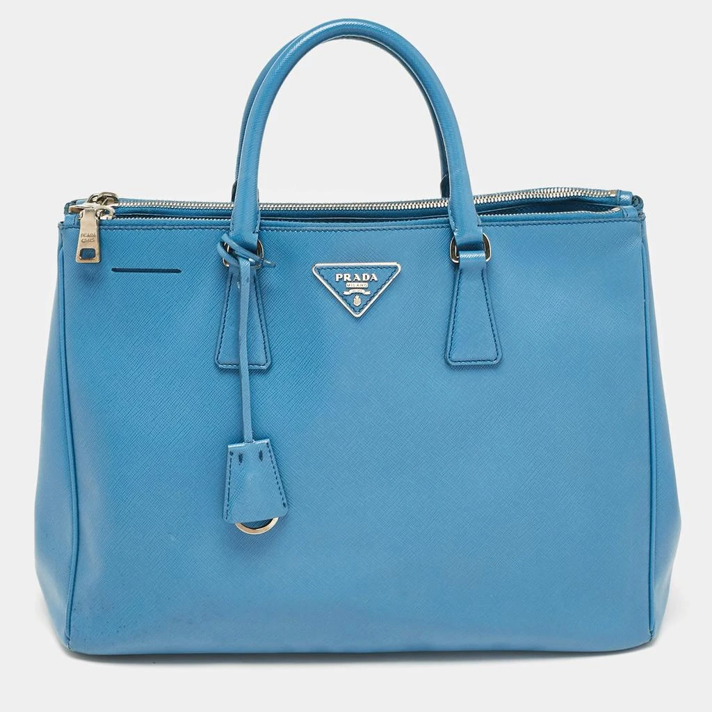 Prada Prada Blue Saffiano Lux Leather Large Double Zip Tote 1