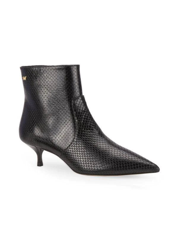 Stuart Weitzman 44MM Mara Snakeskin Embossed Leather Ankle Boots 2