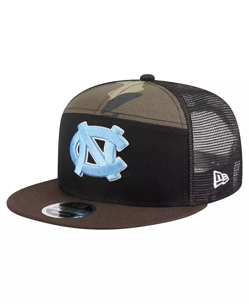 New Era Men's Black/Camo North Carolina Tar Heels Outdoor Wide Panel 9FIFTY Snapback Trucker Hat 1