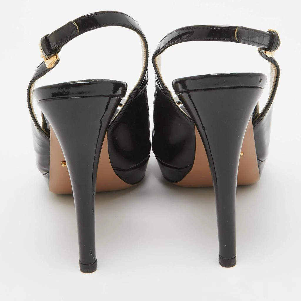 Prada Prada Black Patent Leather Peep Toe Slingback Pumps Size 36.5 5