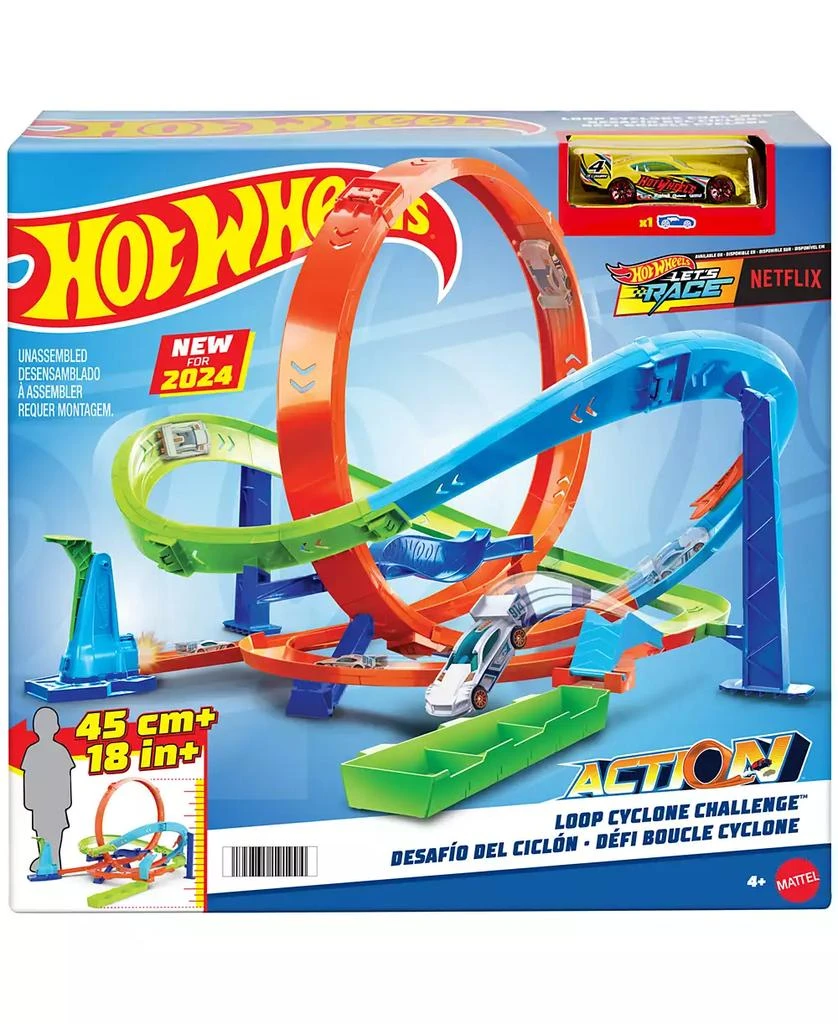 Hot Wheels Action Loop Cyclone Challenge Track Set with 1:64 Scale Toy Car, Easy Storage 7
