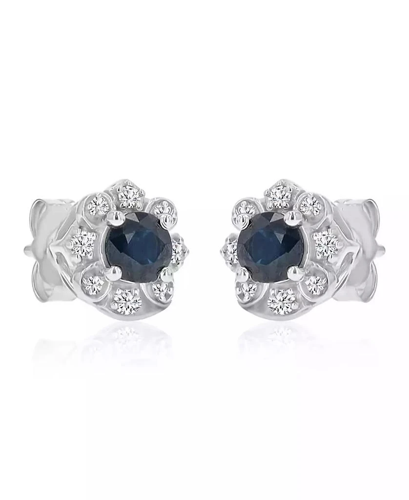 Macy
s Diamond and Blue Sapphire Stud Earrings in 10k White Gold 4