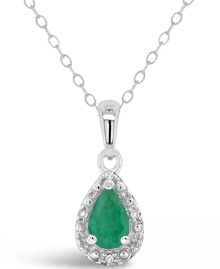 Macy's Emerald (3/8 ct. t.w.) and Diamond Accent Pendant Necklace in Sterling Silver