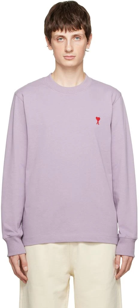 AMI Paris Purple Ami de Cœur Long Sleeve T-Shirt 1