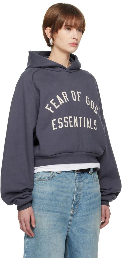 Essentials Navy Fleece Cropped Hoodie 2