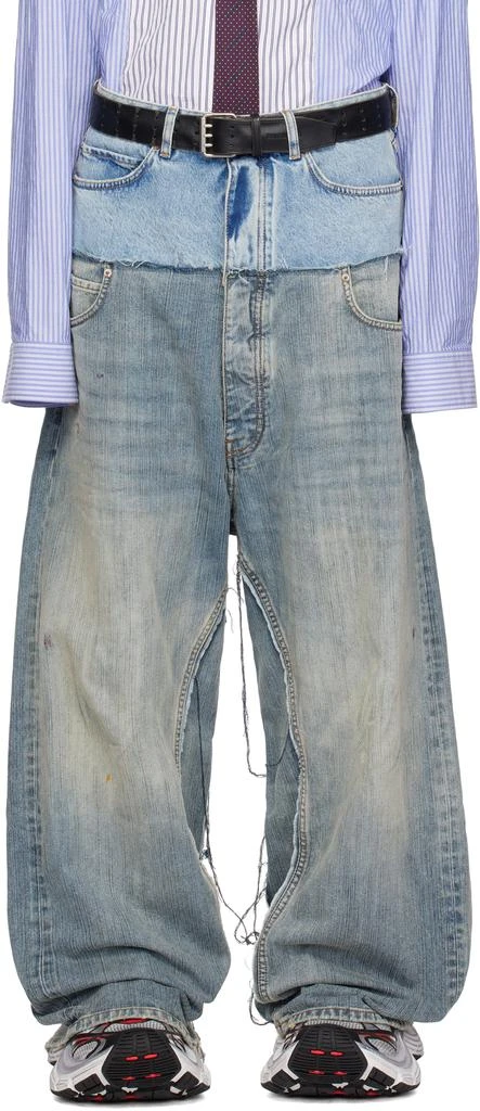 Balenciaga Blue Cut-Up Baggy Jeans 1