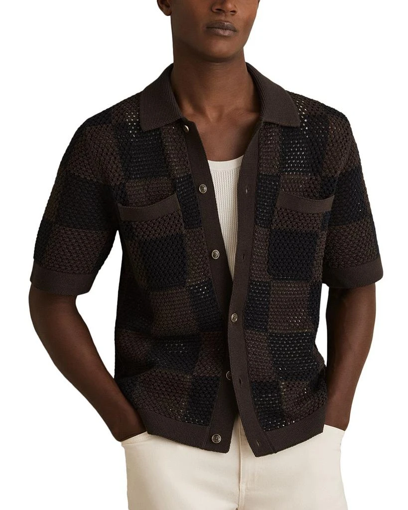 REISS Alfred Short Sleeve Crochet Shirt 1