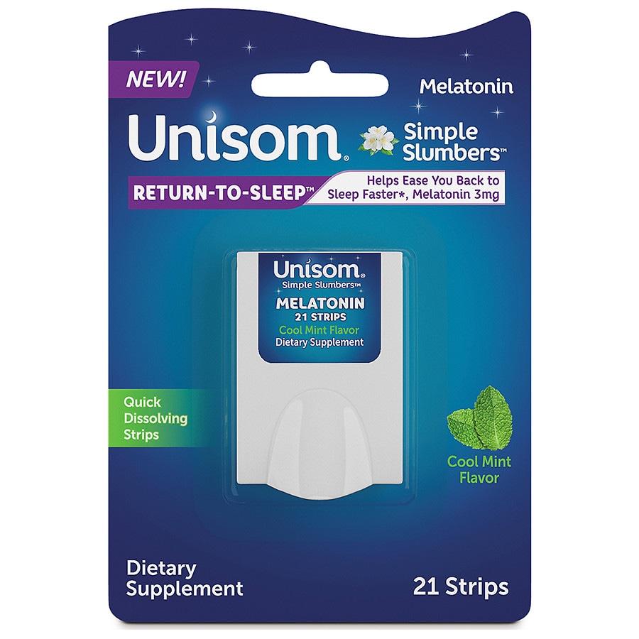 Unisom Simple Slumbers Return-to-Sleep Dissolving Strips, Melatonin 3 mg Mint