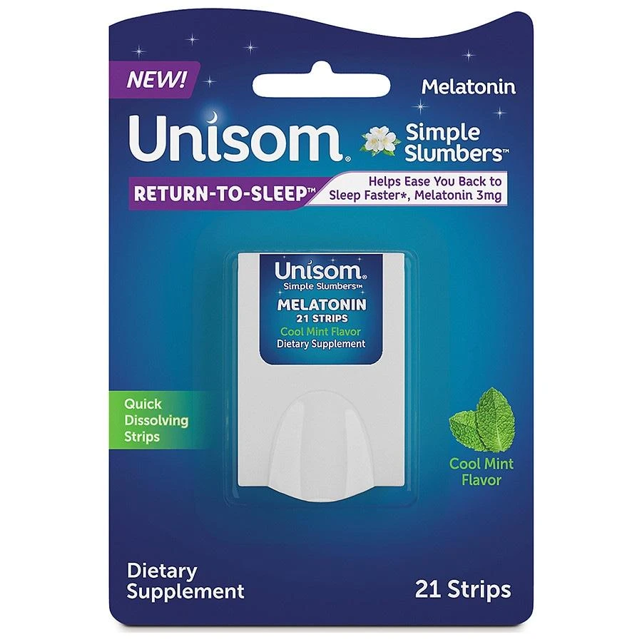 Unisom Simple Slumbers Return-to-Sleep Dissolving Strips, Melatonin 3 mg Mint 1