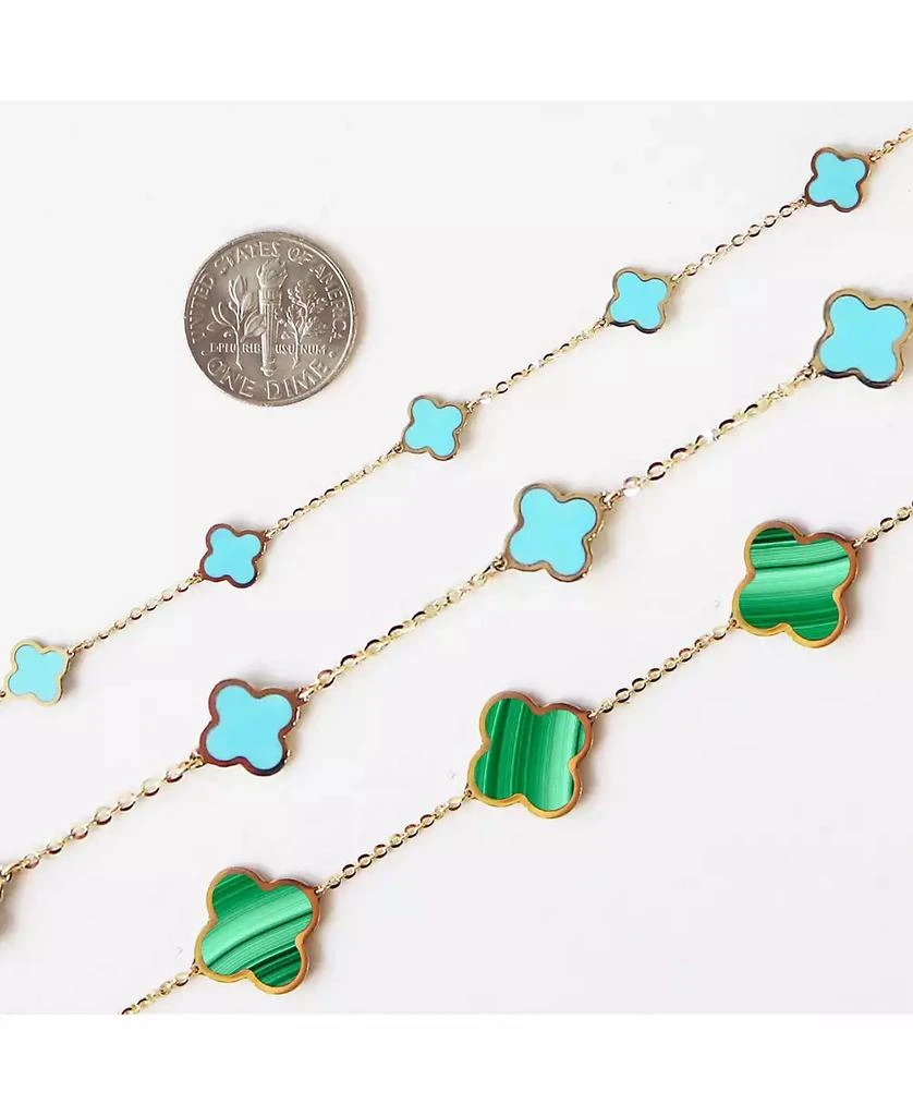 The Lovery Large Malachite Clover Bracelet 14K Gold 7