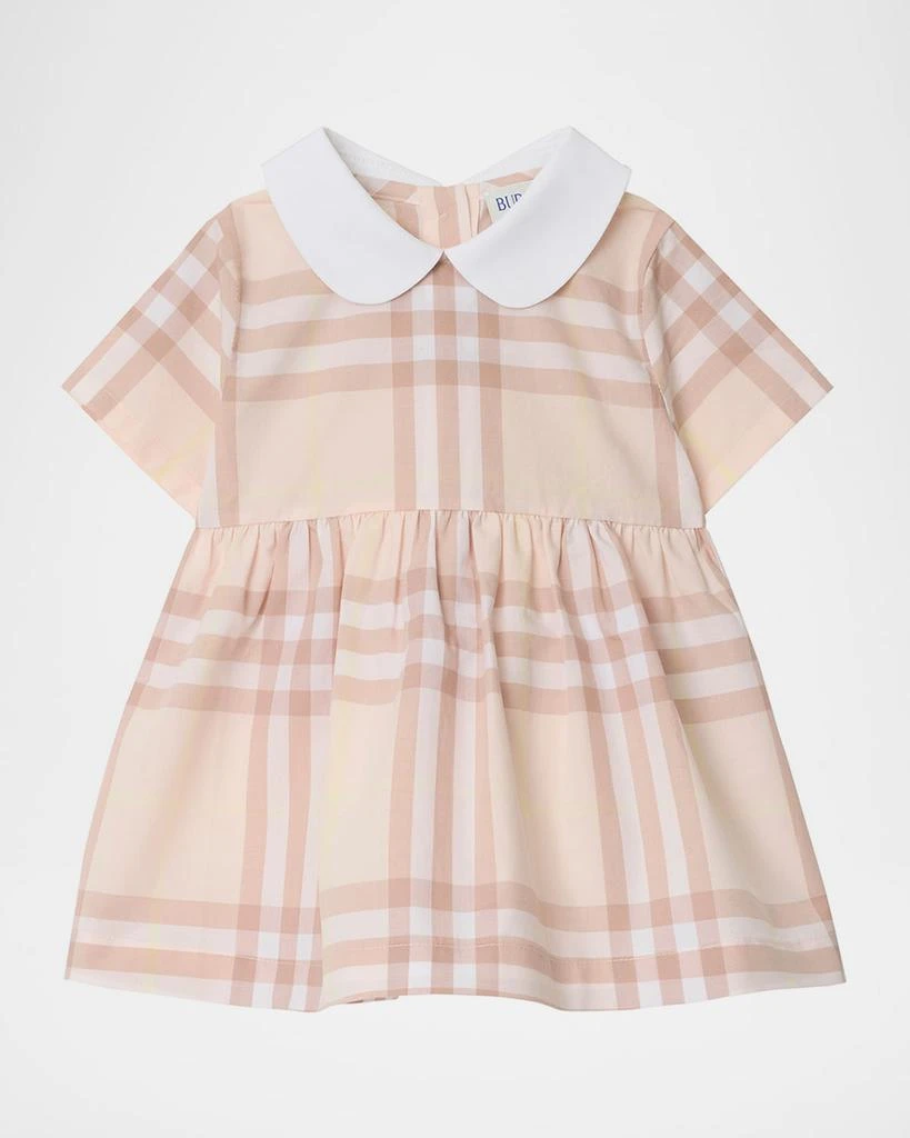 Burberry Girl's Geraldine Cotton Poplin Check Dress & Bloomers, Size Newborn-18M 2