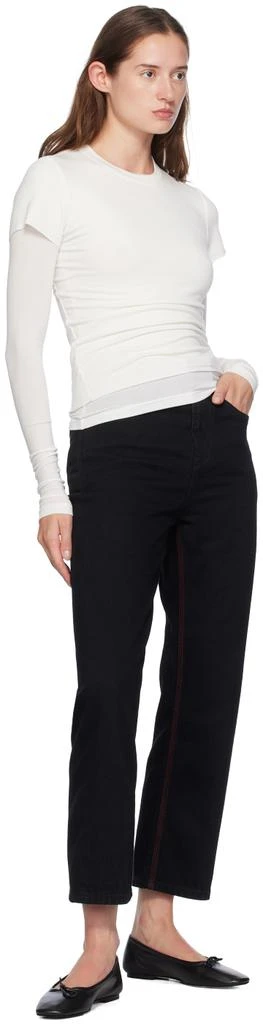 Fax Copy Express Black Red Stitch Straight-Leg Jeans 4