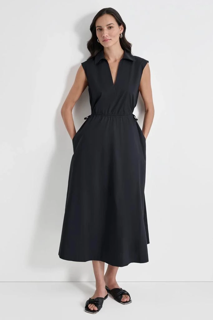 DKNY CUTOUT PINSTRIPED MIDI SHIRT DRESS 1