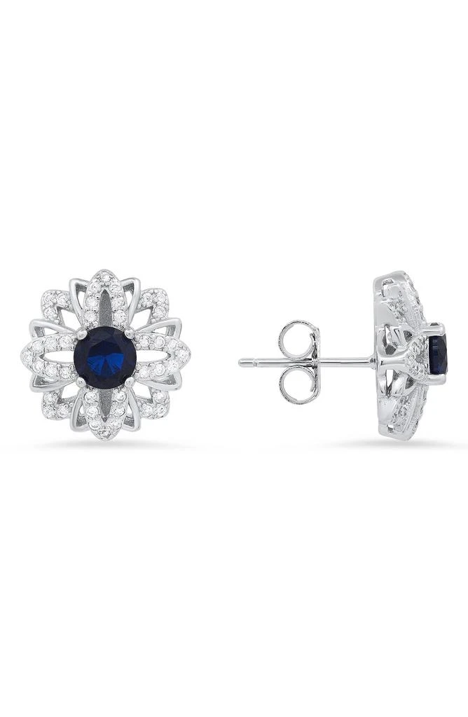 Queen Jewels Sterling Silver Sapphire CZ Stud Earrings